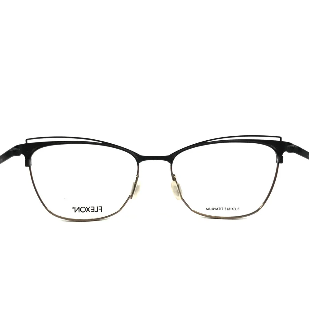 Flexon Eyeglasses Frame W3100 325 Black Gold Cat Eye Full Rim Titanium 53-17-140